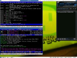 Abbildung 2: WMI mit drei Desktops und einer Stausanzeige unten rechts.