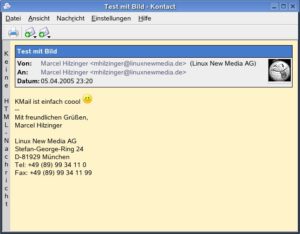 Abbildung 2: KMail versendet nun auch ein kleines Bild im Header von E-Mails.