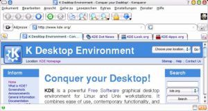 Abbildung 2: Konqueror als Webbrowser mit Unterfenstern.