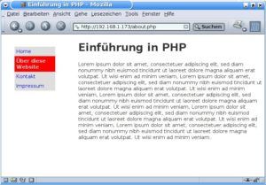 Abbildung 2: Die Navigation links ist ein Element, das sich auf jeder Seite eines Web-Auftritts wiederholt. Die Include-Funktion von PHP vereinfacht die Wartung dieses Menüs.