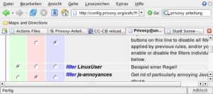 Abbildung 2: Erstellte Regeln bindet Privoxy im Webfrontend ein.