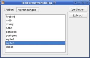 Abbildung 2: Vor dem Start von Knoda wählen Sie einen Datenbanktreiber aus. Bereits benutzte Datenbanken erreichen Sie über den Reiter 'Verbindungen'.