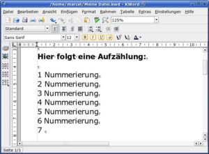 Abbildung 2: Der Teufel liegt im Detail: Bei Nummerierungen fehlt in der Grundeinstellung der Punkt hinter den Zahlen.