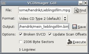 Abbildung 2: Die VCDImager GUI gibt Gnome-Nutzern die Möglichkeit, Video-CDs mit Hilfe einer grafischen Oberfläche herzustellen.