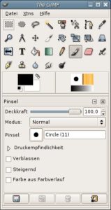 Abbildung 2: Im Profiprogramm Gimp finden sich eine Menge nützlicher Funktionen.