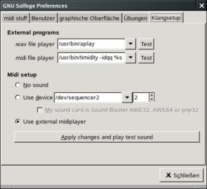 Abbildung 2: Über den Konfigurationsdialog legen Sie bei Bedarf einen externen Player für die Sound-Ausgabe fest.