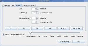 Abbildung 2: Shredder 9 verfügt über zahlreiche Optionen für zeitbeschränkte Spielvarianten und erlaubt ein Drosseln der Spielstärke.