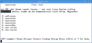 Abbildung 2: Ispell bietet ähnliche Worte als Alternativen an.