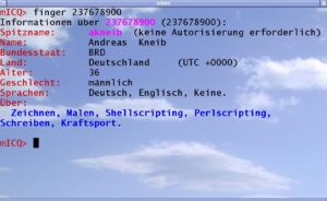 Abbildung 2: Der Befehl "finger" liefert einige Informationen über einen User