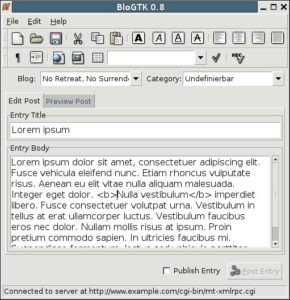 Abbildung 2: Erstellen eines Artikels mit BloGTK.