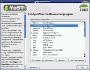 Abbildung 2: SCPM Yast2 Modul, Konfiguration von Resourcen