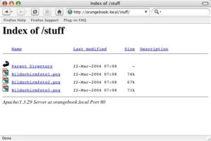 Abbildung 2: So zeigt der Browser ein Verzeichnis unterhalb der Document Root des Servers an.