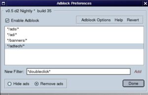 Abbildung 2: AdBlock lässt sich über ein Mozilla-Menü einstellen.