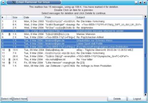 Abbildung 2: Das Eremove-Hauptfenster mit den eingelesenen E-Mails.