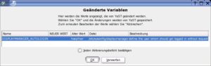 Abbildung 2: Suse 9.1 fragt bei Änderungen an den sysconfig-Dateien lieber nochmal nach.