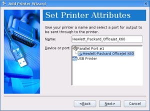 Abbildung 2: Erheblich einfacher ist die Auswahl des lokalen Anschlusses im Xandros Printer Wizard.
