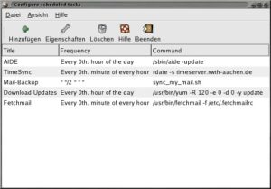 Abbildung 2: Gnome-Schedule listet alle Cron-Aufträge des Anwenders übersichtlich auf.