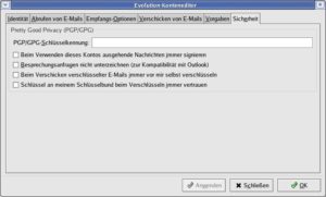 Abbildung 2: Evolution "unterstützt" zwar PGP, mit der Oberfläche lässt es den Nutzer jedoch allein. Erklärungen oder ein Hilfelink fehlen.