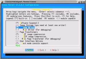 Abbildung 2: Die Kernel-Konfiguration für Software Suspend 2.