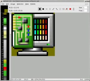 Abbildung 2: Besonders für das Zeichnen von Icons eignet sich Mtpaint hervorragend.