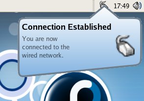 Abbildung 2: Der Gnome-Networkmanager überwacht Ethernet und WLAN. Beim Herstellen bzw. Trennen einer Verbindung erhält der Desktop-Benutzer eine entsprechende Nachricht.