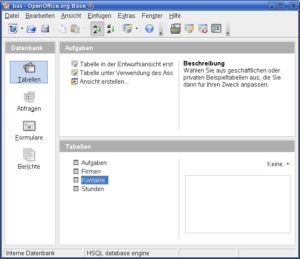 Abbildung 2: Vom Base-Hauptfenster aus erstellen und bearbeiten Sie alle Komponenten Ihrer Datenbank.