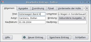 Abbildung 2: Zur Eingabe der Literaturdaten bringt Tellico einen übersichtlichen Dialog mit.