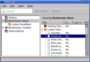 Abbildung 2: Ein gemeinsames Fenster namens Places vereint zukünftig die Bookmarks, RSS-Feeds und History des Browsers.