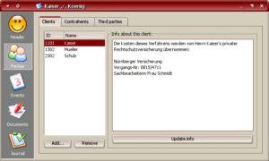 Abbildung 3: Für die beteiligten Parteien können Zusatzinformationen in der Akte gespeichert werden.