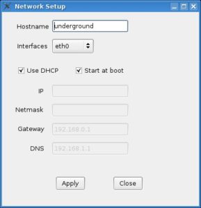 Abbildung 3: Das einfache aber funktionierende Netzwerk-Setup von Underground Linux.