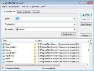 Abbildung 3: Das Programm Locate für Windows indiziert auch große Datenbestände in Windeseile, und liefert Suchergebnisse in Sekunden.
