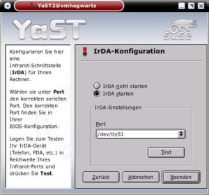 Abbildung 3: Keine echte Hilfe beim Konfigurieren des Infrarot-Ports.