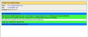Abbildung 3: Signierte und verschlüsselte Nachrichten rahmt KMail farbig ein.