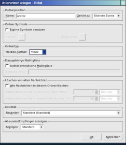 Abbildung 3: In KMail stellen Sie beim Anlegen eines Ordners das gewünschte Format ein.