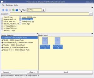 Abbildung 3: Über den KDE Bluetooth Obex Push Client senden Sie Adressbuch- und Kalendereinträge an Ihr Handy.