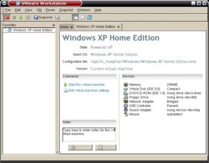 Abbildung 3: Der Benutzer hat sich dafür entschieden, Windows XP innerhalb der virtuellen Maschine zu installieren und VMware entsprechend vorbereitet.