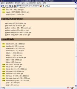 Abbildung 3: Über die neuesten Pakete informieren Sie sich auf der Freshrpms-Website.