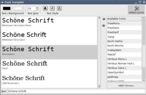 Abbildung 3: Der Gnome Font Sampler zeigt einen benutzerdefinierten Beispieltext in ausgewählten Gnome-Schriften an.