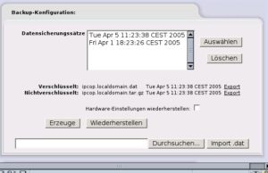 Abbildung 3: Gesicherte Systemdateien stehen sowohl verschlüsselt oder als Tarball zum Download bereit.
