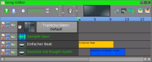 Abbildung 3: Der Song-Editor verbindet Beats und Basslines (Melodien) miteinander zu einer Playliste.
