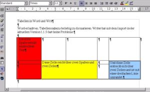Abbildung 3: Writer importiert die Tabelle mit leichten Fehlern im Layout.