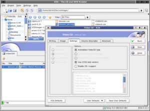 Abbildung 3: K3b mit GNU VCDImager-Integration. Im Brenndialog stellen Sie einige der Parameter für den VCDImager ein.