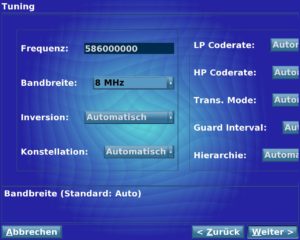 Abbildung 3: Damit MythTV überhaupt DVB-Sender findet, müssen Sie die Trägerfrequenz und die Bandbreite eingeben.