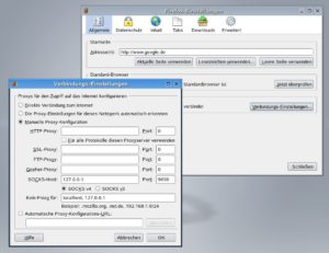 Abbildung 3: Hier tragen Sie Tor als Proxy Server für Ihren Browser ein: Nun läuft der Datenverkehr über Tor und den Port 9050.