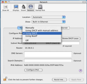 Abbildung 3: Auch MacOS X bietet DHCP-Unterstützung.