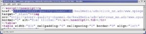 Abbildung 3: Um die Werbeadressen zu identifizieren, ist ein Blick in den HTML-Quellcode nützlich. Oft führen die betreffenden Sites das "ad" im Namen.
