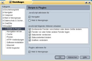 Abbildung 3: Mozilla verstreut seine Sicherheitseinstellungen.