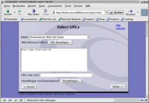 Abbildung 3: Das Web-Interface von httrack erlaubt eine komfortable Bedienung.