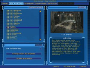 Abbildung 3: Nach einem Klick auf den unscheinbaren Knopf Dedizierter am rechten unteren Bildschirmrand, beendet sich UT2004 und der dedizierte Server wird automatisch in einem neuen Fenster gestartet