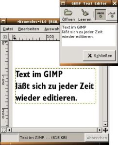 Abbildung 3: Gimp 2 ändert Texte auch nachträglich.